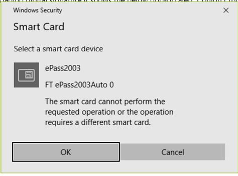 the smart card cannot perform requested operation